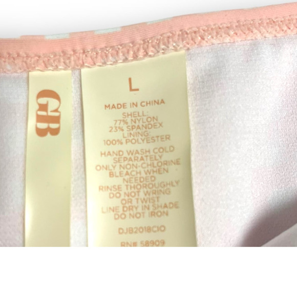 GB Gianna Bini High-Waist w/ Tie Bikini Bottoms | Pink White Check | Sz L, NEW - Picture 3 of 8